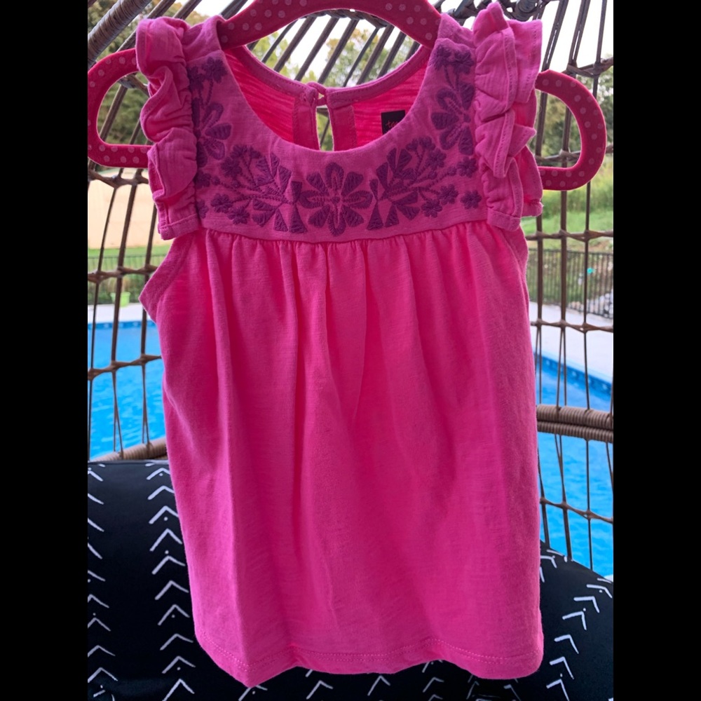 TEA COLLECTION EMBROIDERY RUFFLE SLEEVELESS TOP SHIRT TUNIC 18-24 18 24 2T 2